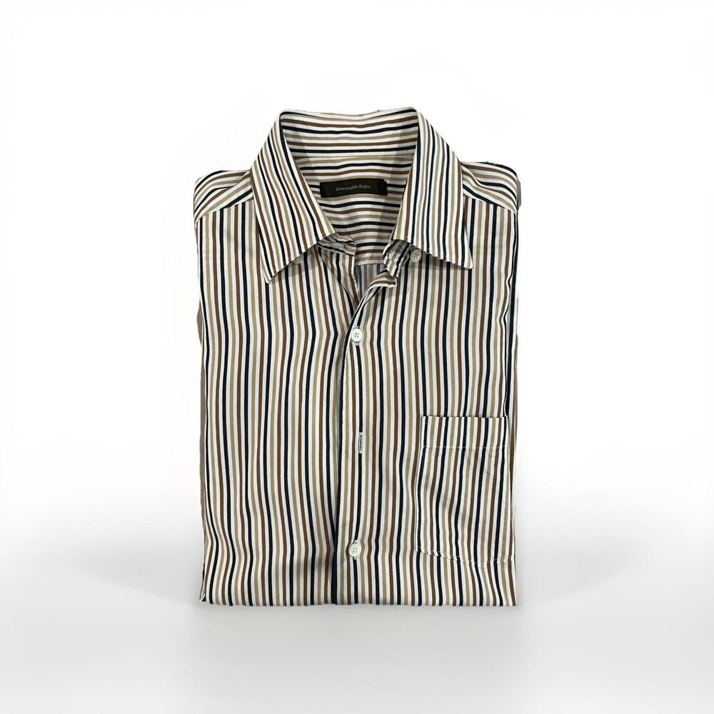 ERMENEGILDO ZEGNA MENS CASUAL BUTTON SHIRT SIZE MEDIUM MADE IN ROMANIA VGC
